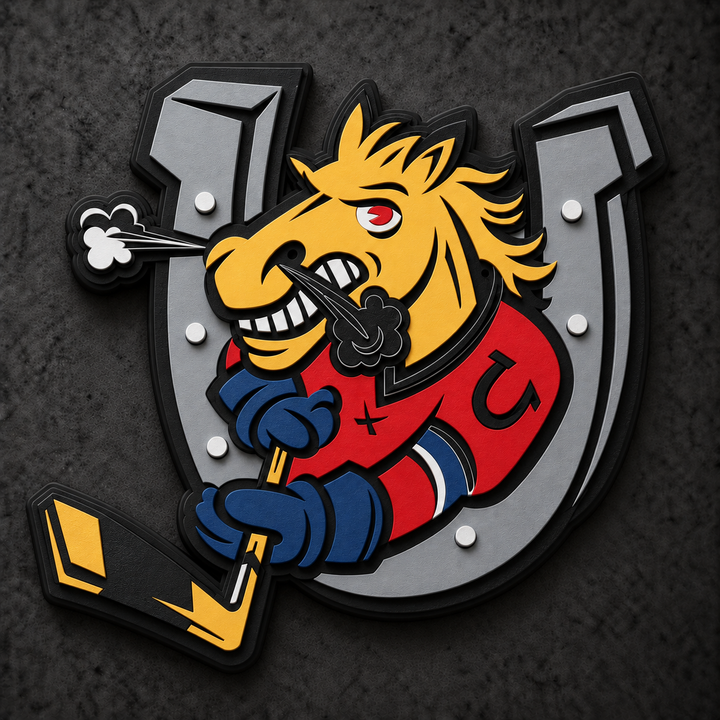 Barrie Colts 3D Plaque with raised layered artwork on a dark charcoal wall