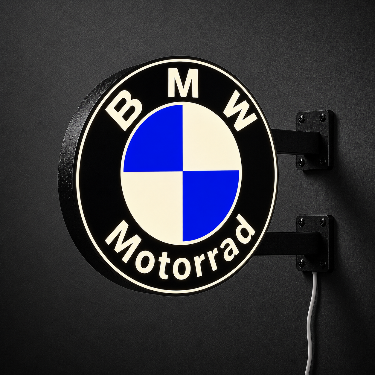 Vintage BMW LED sign — right view