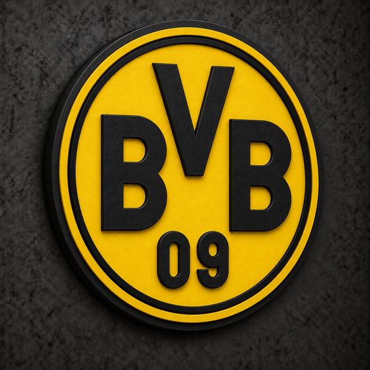 Borussia Dortmund 3D Plaque with raised layered artwork on a dark charcoal wall