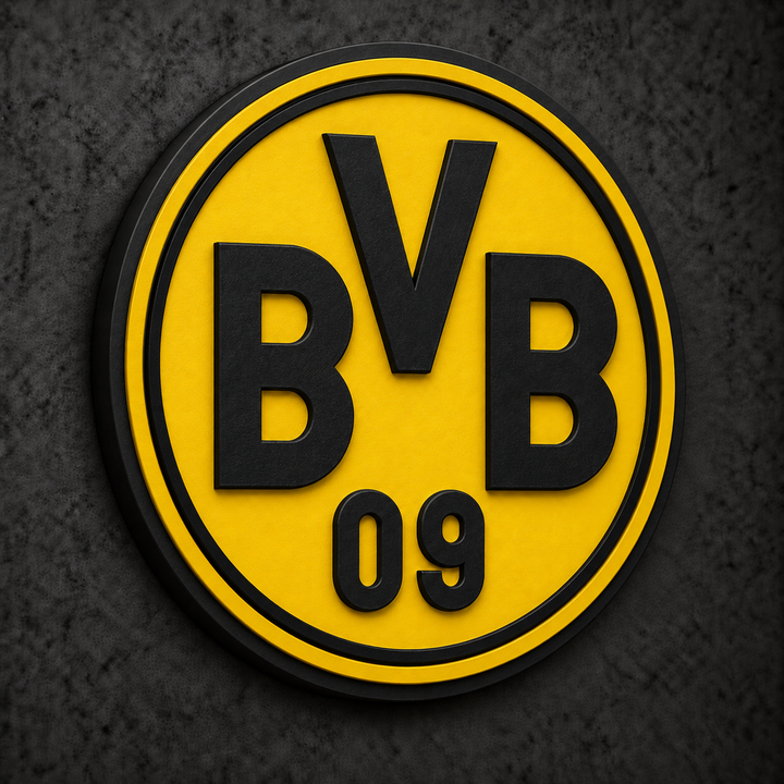 Borussia Dortmund 3D Plaque with raised layered artwork on a dark charcoal wall