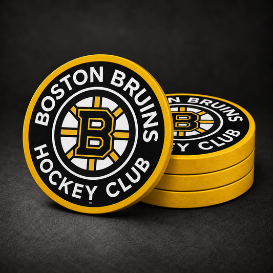 Boston Bruins Drink Coasters – yellow edges and sides, four-pack