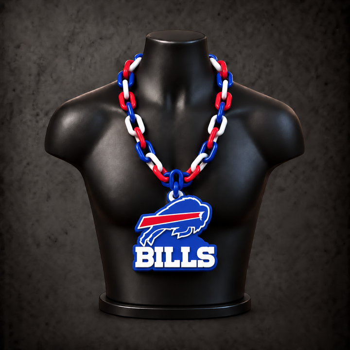 Buffalo Bills With Lettering Classic Hype Chain — royal blue / red / white chain on black display bust