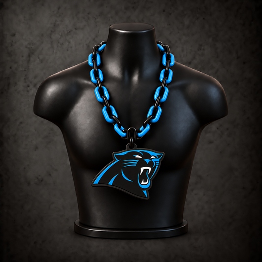 Carolina Panthers Classic Hype Chain — black / Panthers blue chain on black display bust