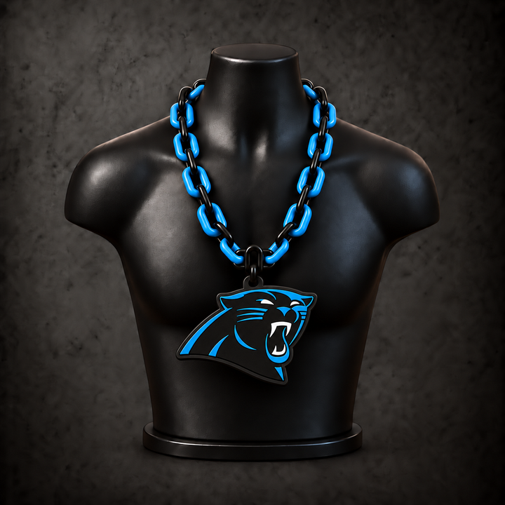 Carolina Panthers Classic Hype Chain — black / Panthers blue chain on black display bust