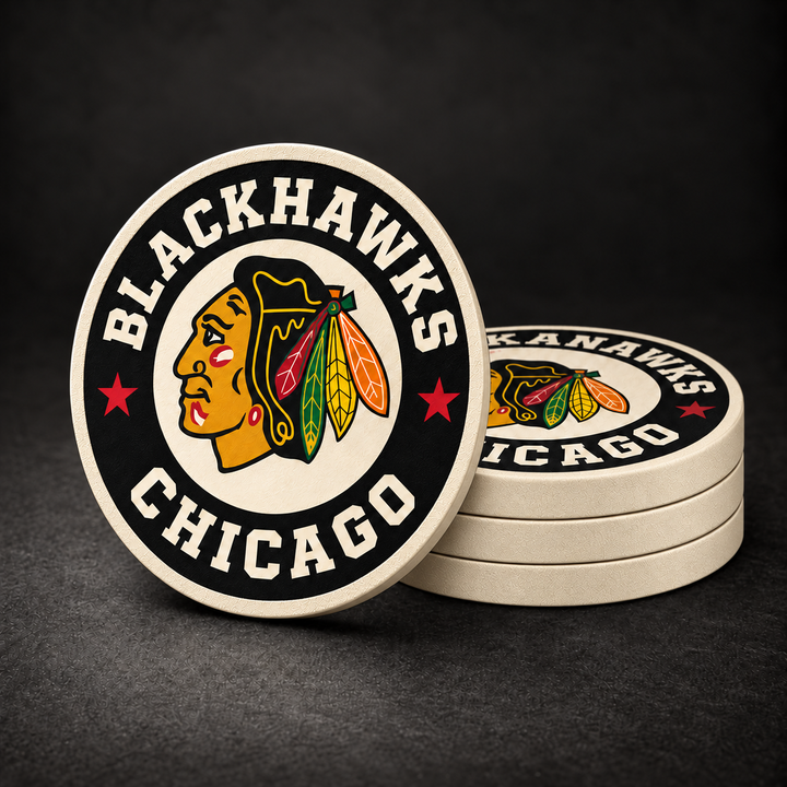 Chicago Blackhawks Drink Coasters – four-pack