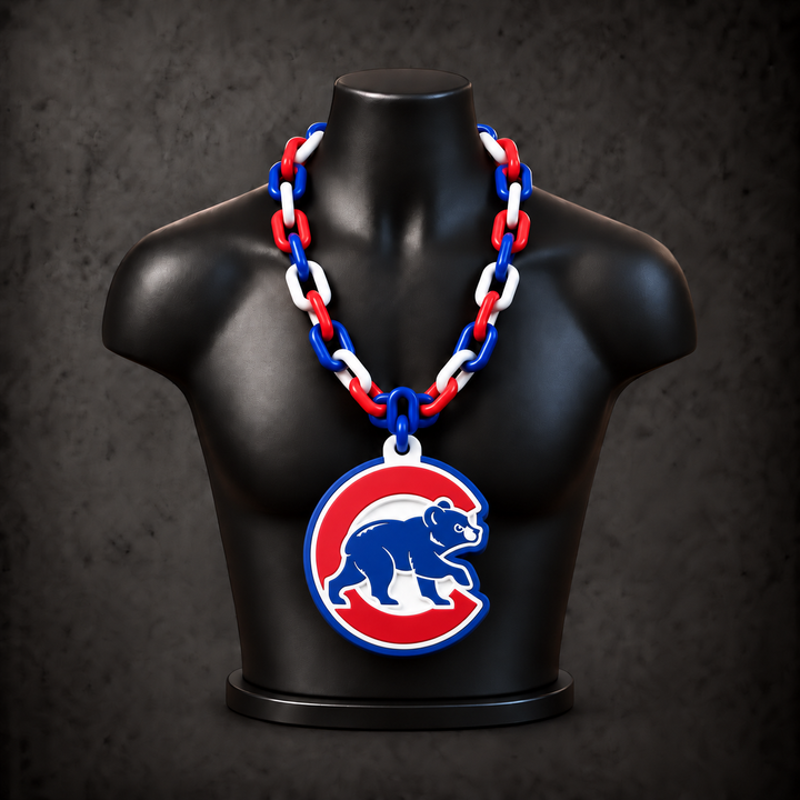 Chicago Cubs Classic Hype Chain — royal blue / red / white chain on black display bust