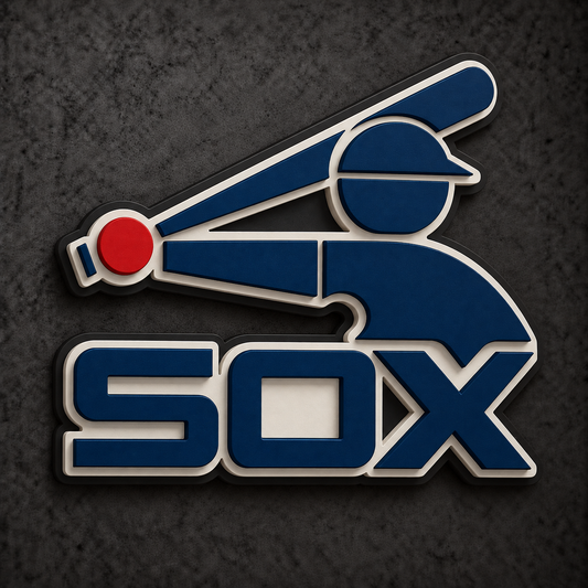 Chicago White Sox 3D Plaque with raised layered artwork on a dark charcoal wall