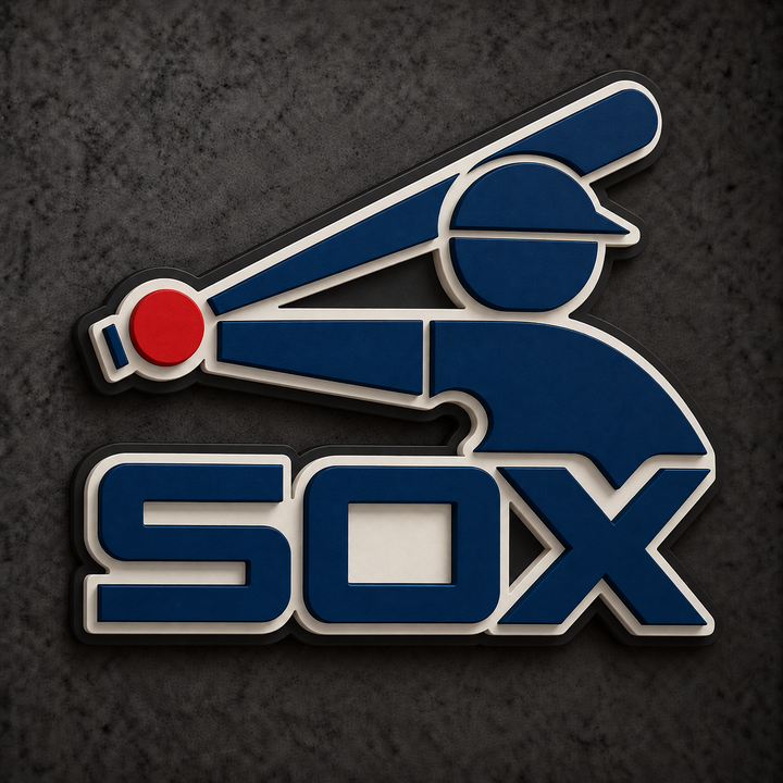 Chicago White Sox 3D Plaque with raised layered artwork on a dark charcoal wall