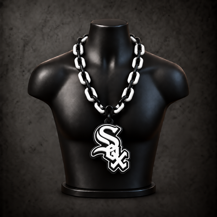 Chicago White Sox Classic Hype Chain — black / white chain on black display bust