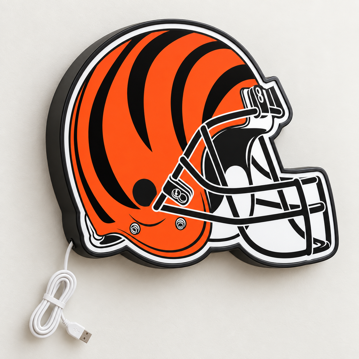 Cincinnati Bengals Helmet LED Sign shown in daylight