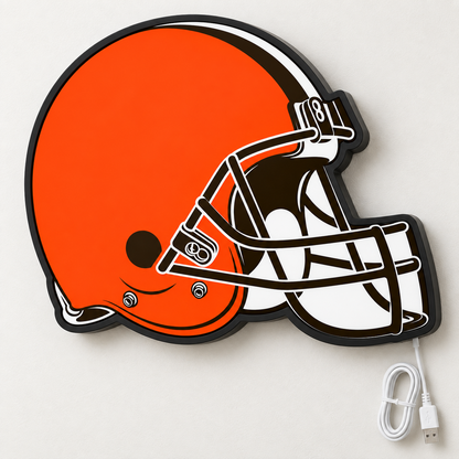 Cleveland Browns Helmet LED Sign shown in daylight