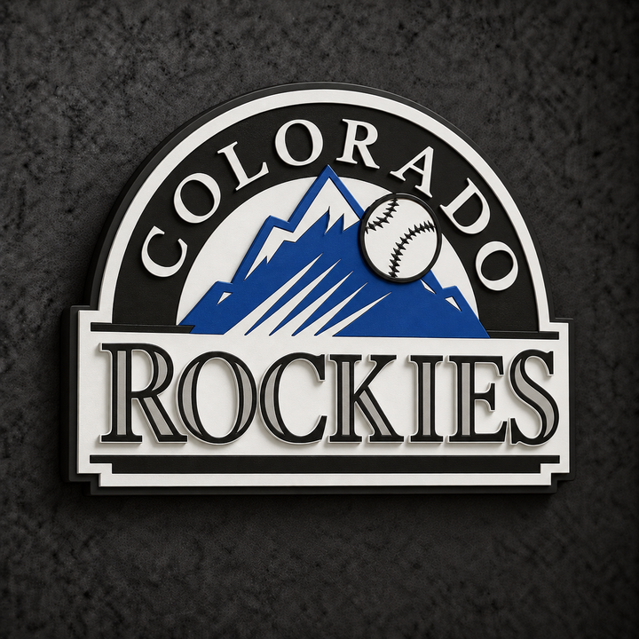 Colorado Rockies 3D Plaque with raised layered artwork on a dark charcoal wall