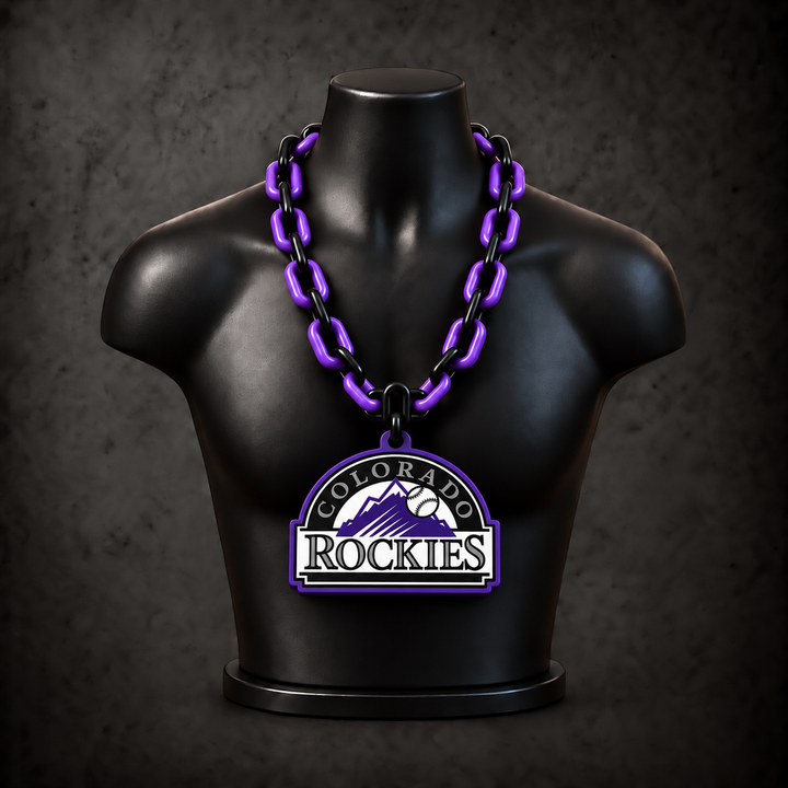 Colorado Rockies Classic Hype Chain — black / purple chain on black display bust
