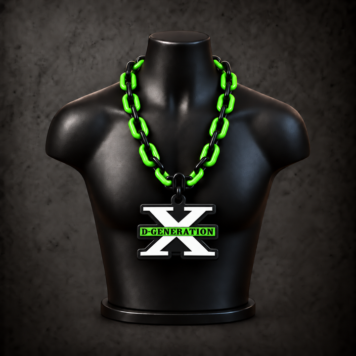 D-Generation X Classic Hype Chain — black / bright lime green chain on black display bust