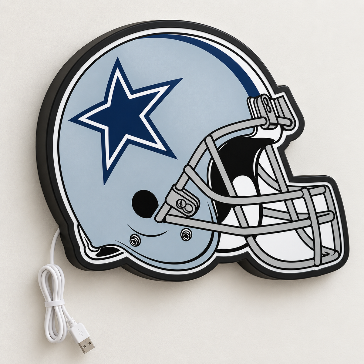 Dallas Cowboys Helmet LED Sign shown in daylight