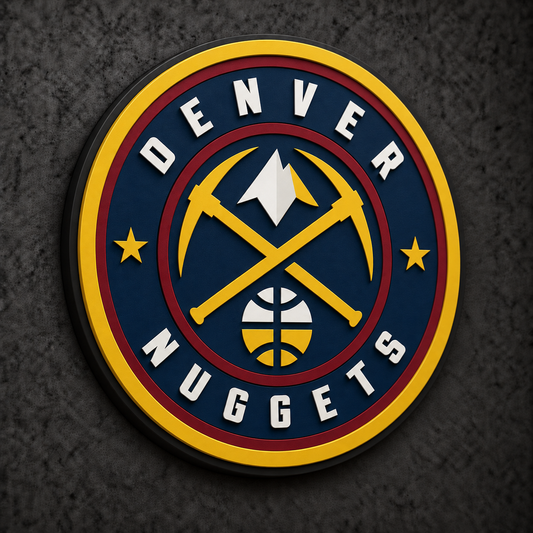 Denver Nuggets 3D Plaque with raised layered artwork on a dark charcoal wall