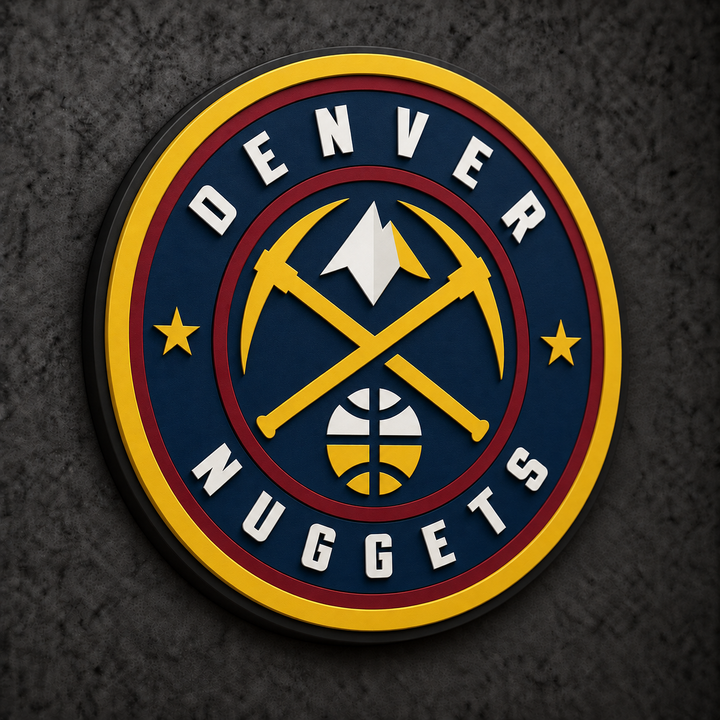 Denver Nuggets 3D Plaque with raised layered artwork on a dark charcoal wall