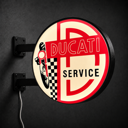 Vintage Ducati LED sign — left view