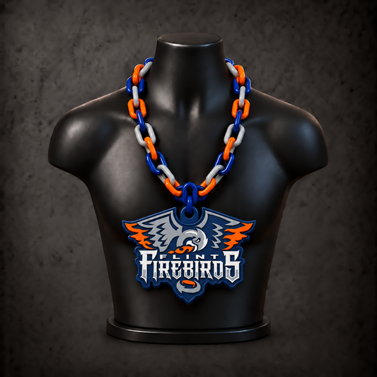 Flint Firebirds Classic Hype Chain — navy blue / orange / silver gray alternating links