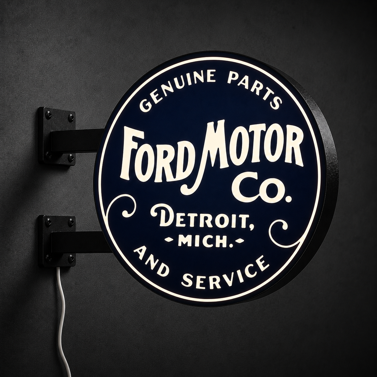 Vintage Ford Motor Co. LED sign — left view