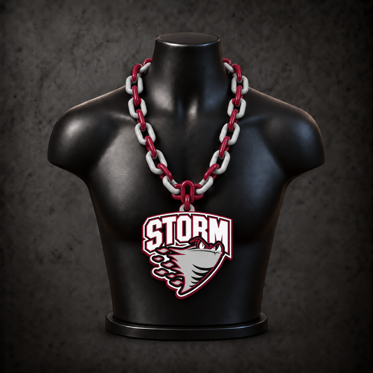 Guelph Storm Retro Classic Hype Chain — burgundy red / silver gray alternating links