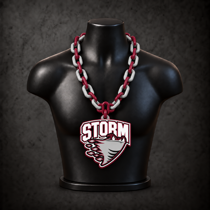 Guelph Storm Retro Classic Hype Chain — burgundy red / silver gray alternating links