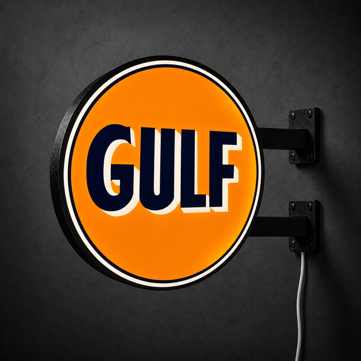 Vintage Gulf LED sign — right view