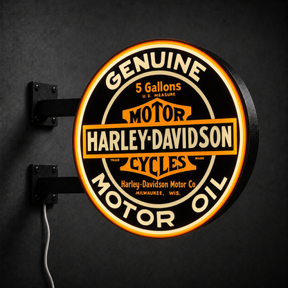 Vintage Harley-Davidson Motor Oil LED sign — left view