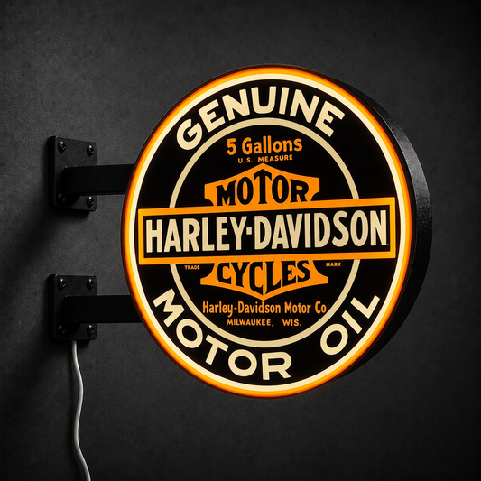 Vintage Harley-Davidson Motor Oil LED sign — left view
