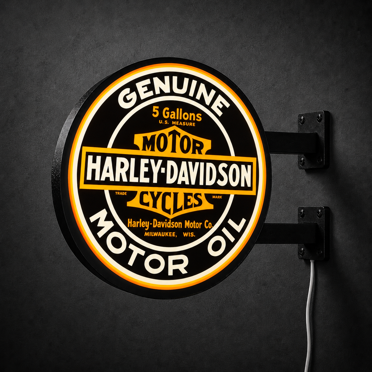 Vintage Harley-Davidson Motor Oil LED sign — right view