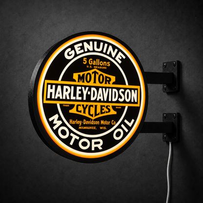 Vintage Harley-Davidson Motor Oil LED sign — right view