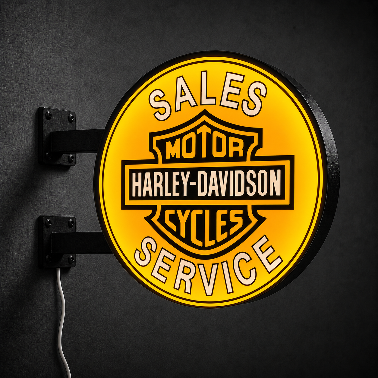 Vintage Harley-Davidson LED sign — left view
