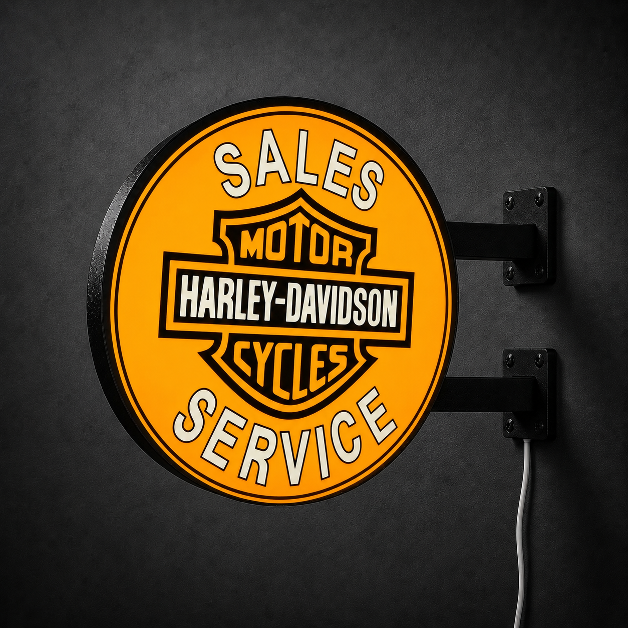 Vintage Harley-Davidson LED sign — right view