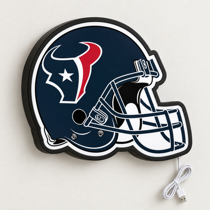 Houston Texans Helmet LED Sign shown in daylight