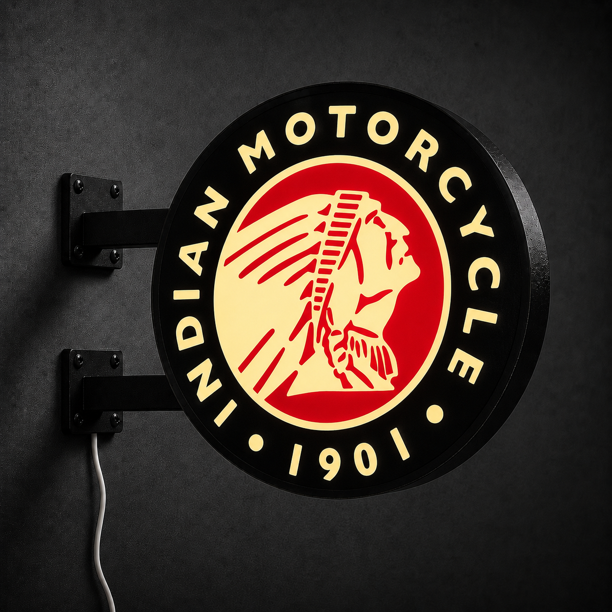 Indian Motorcycles LED sign — left view