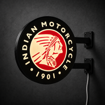 Indian Motorcycles LED sign — right view