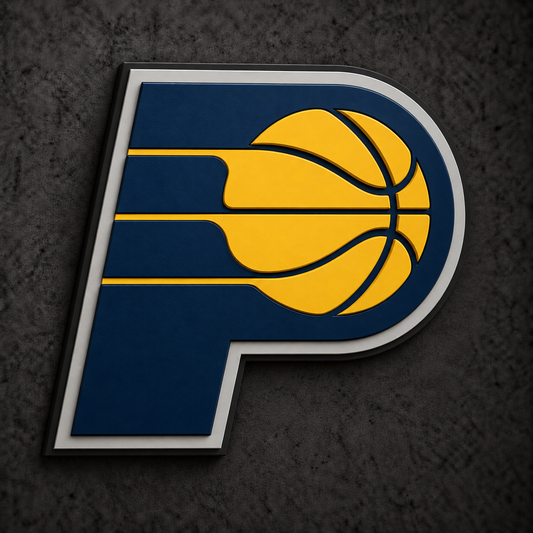 Indiana Pacers 3D Plaque with raised layered artwork on a dark charcoal wall
