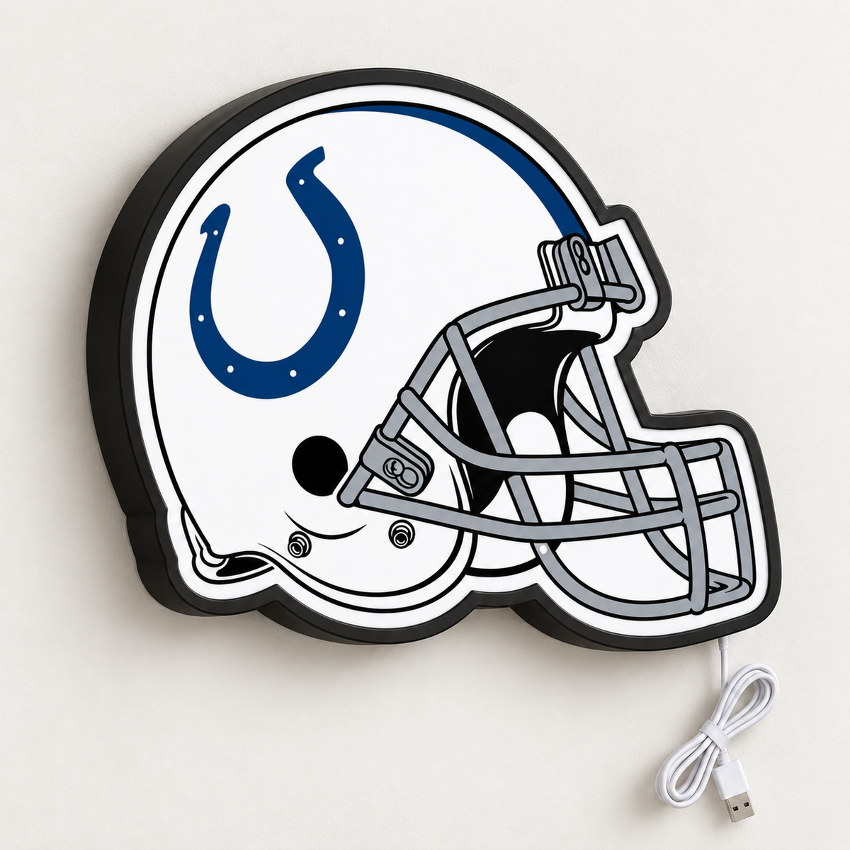 Indianapolis Colts Helmet LED Sign shown in daylight