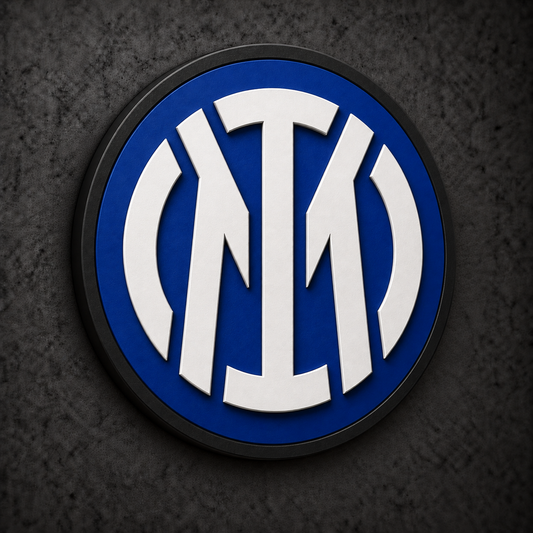 Inter Milan 3D Plaque with raised layered artwork on a dark charcoal wall