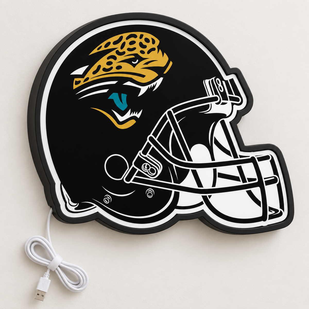 Jacksonville Jaguars Helmet LED Sign shown in daylight