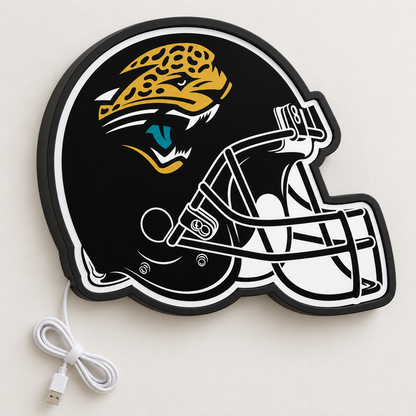 Jacksonville Jaguars Helmet LED Sign shown in daylight