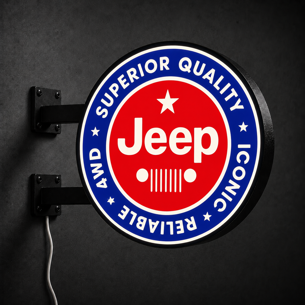 Vintage Jeep 1 LED sign — left view