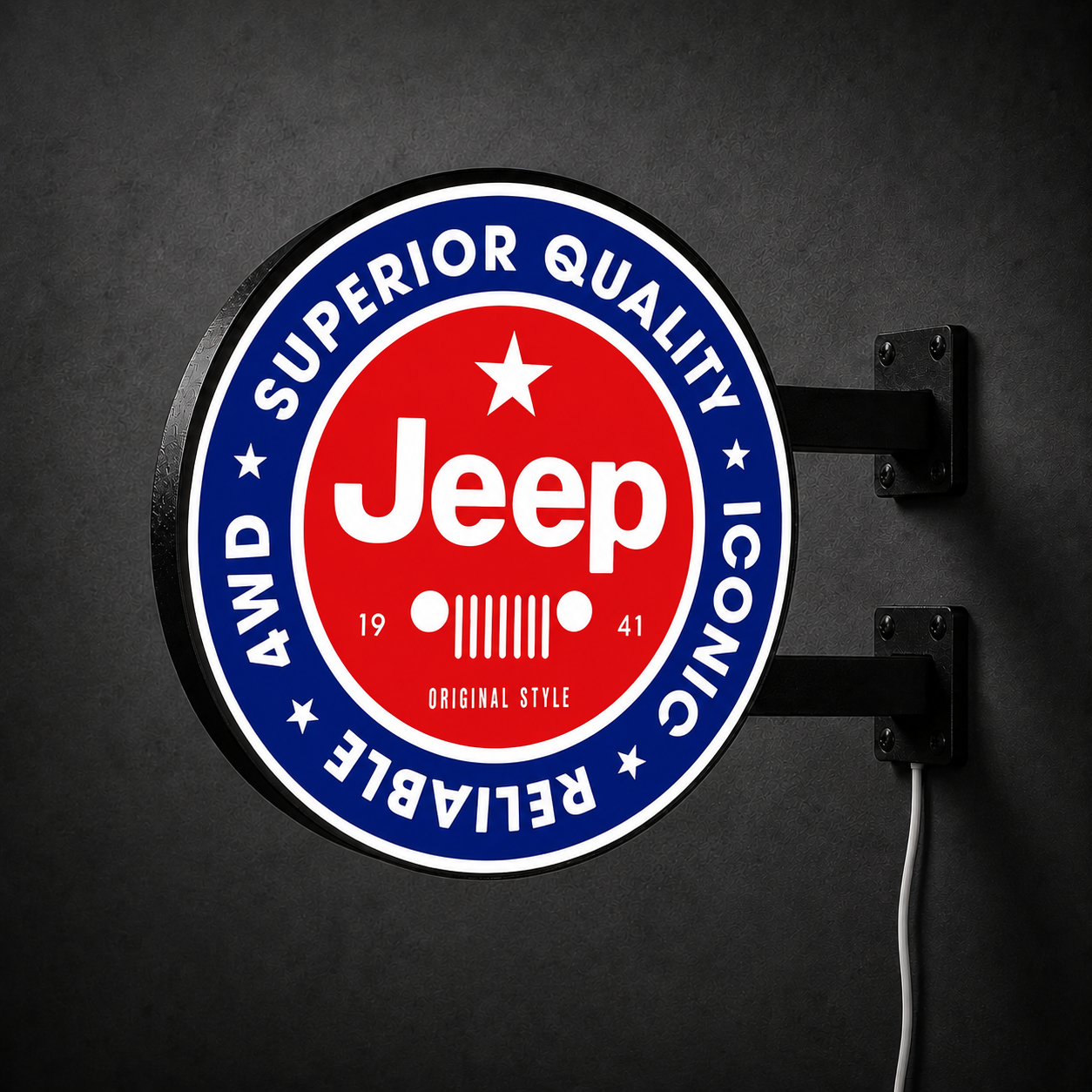 Vintage Jeep 1 LED sign — right view