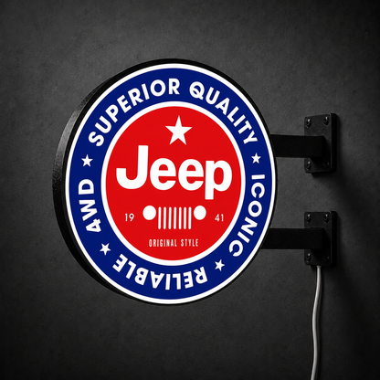 Vintage Jeep 1 LED sign — right view
