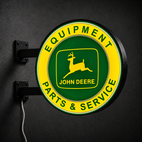 Vintage John Deere LED sign — left view