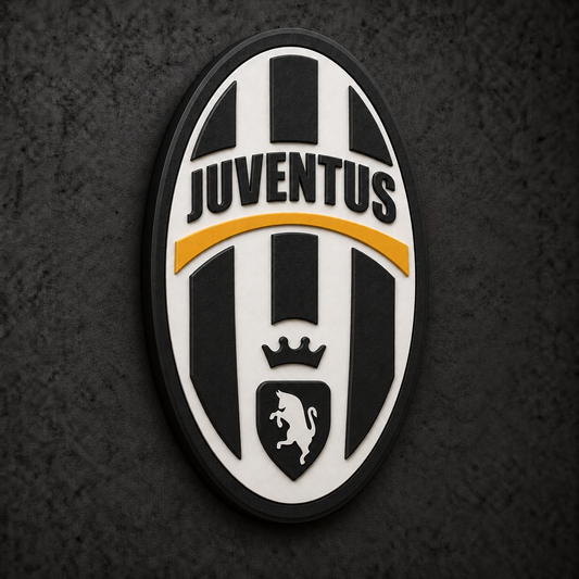 Juventus FC 3D Plaque with raised layered artwork on a dark charcoal wall
