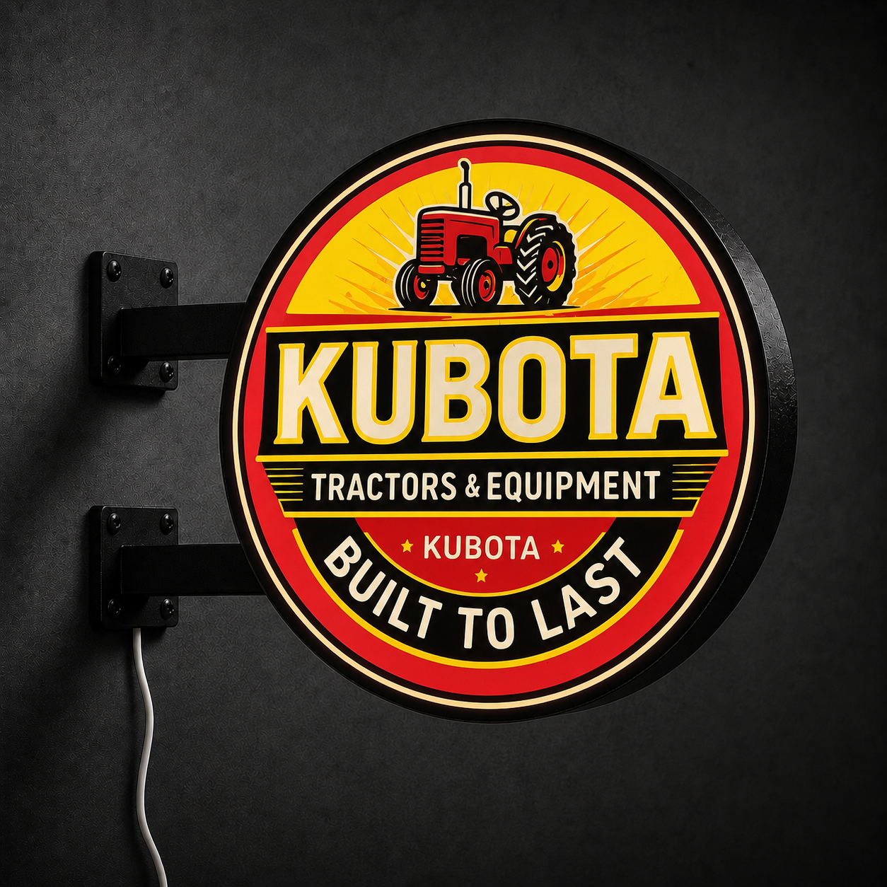 Vintage Kubota LED sign — left view