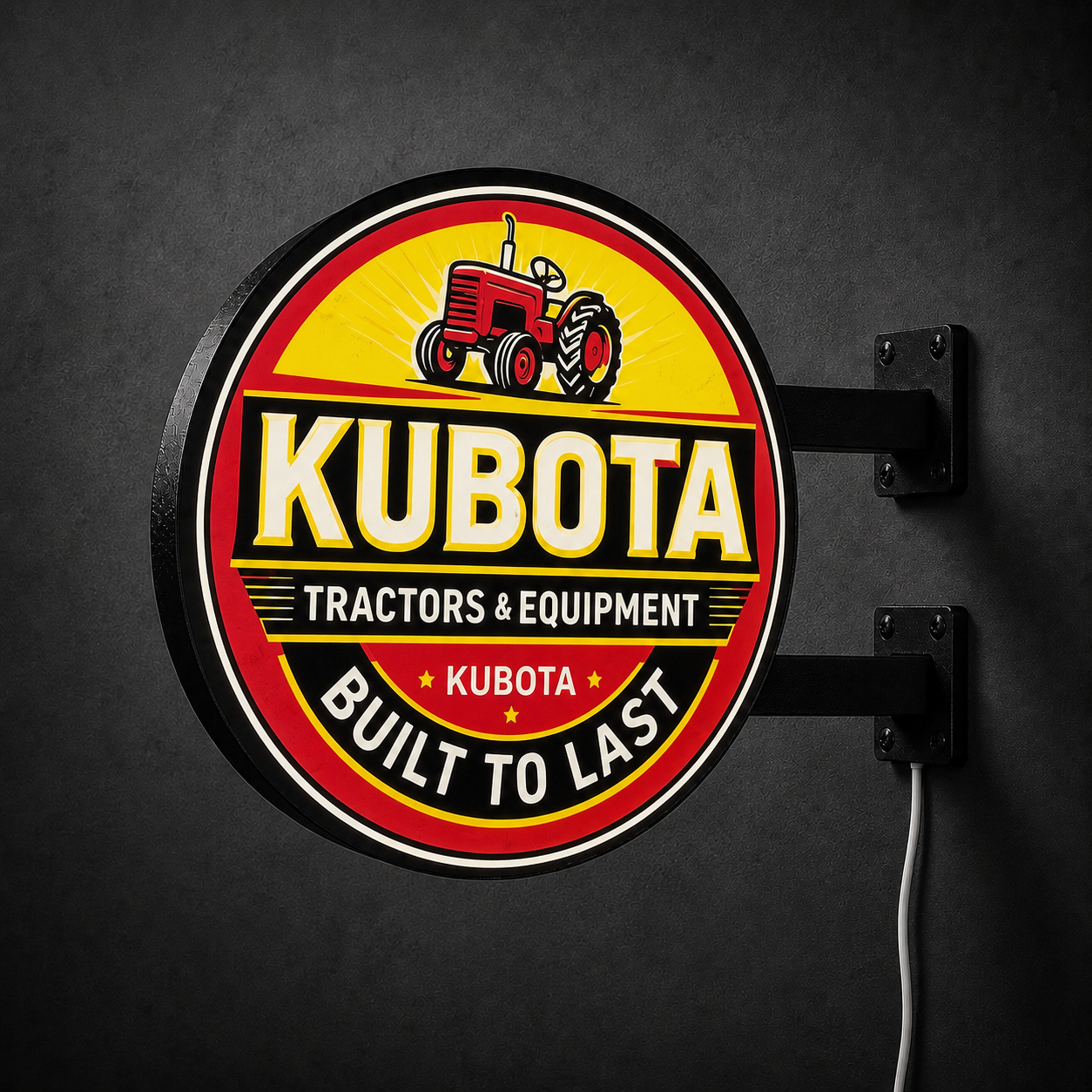 Vintage Kubota LED sign — right view