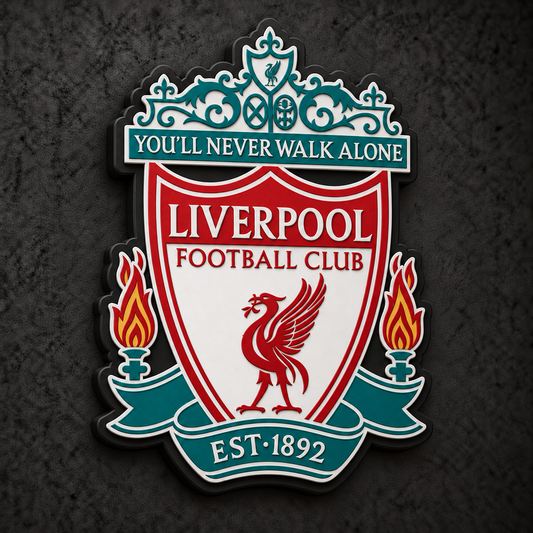 Liverpool 3D Plaque with raised layered artwork on a dark charcoal wall