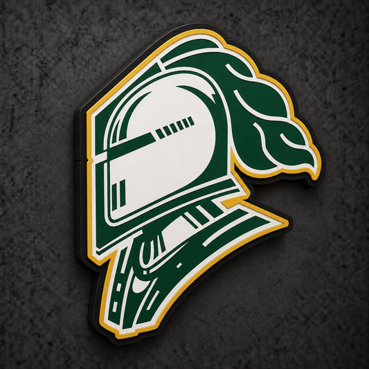 London Knights 3D Plaque with raised layered artwork on a dark charcoal wall